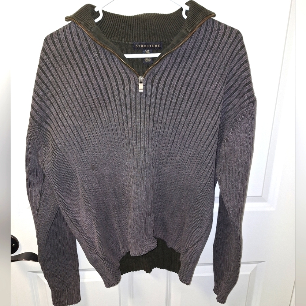 A Structure men's long sleeve ribbed 100% cotton sweater in a size large.